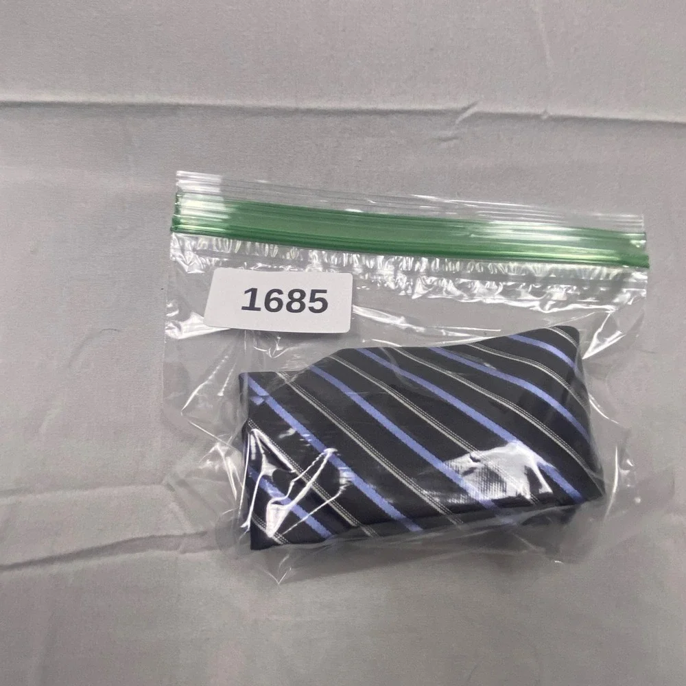 Hugo Boss Hugo Mens Silk Tie Gray Blue Striped Necktie Made In Italy 100%‎ Silk